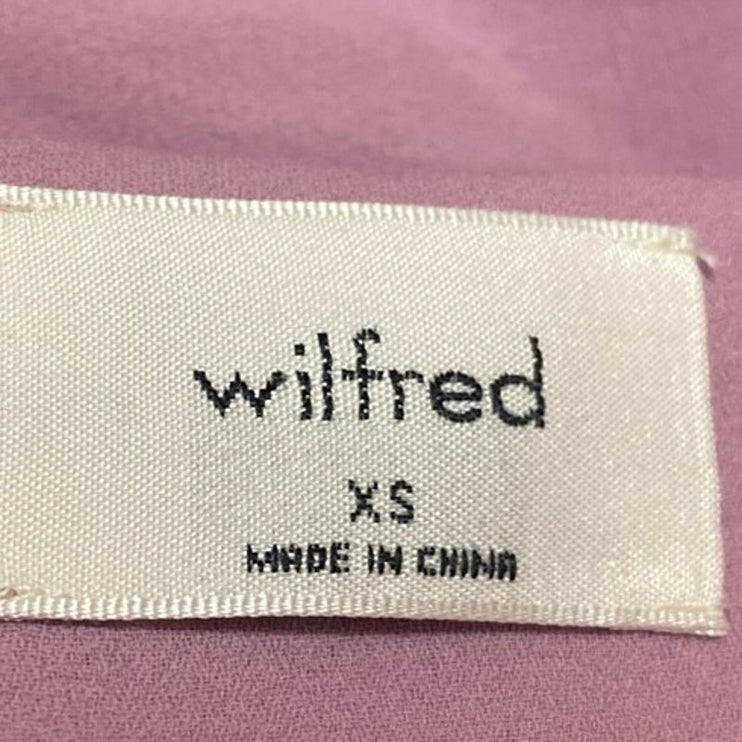Aritzia Wilfred Pink Long Balloon Sleeve Deep V Neck Smocked Blouse Crop Top XS