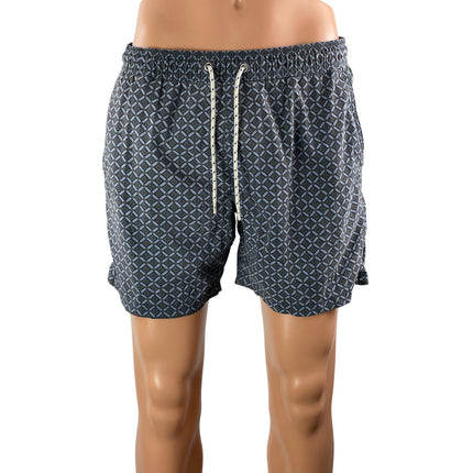 J.Crew Men's Blue Argyle Geometric Drawstring Stretch Boar Shorts Swim Trunks M
