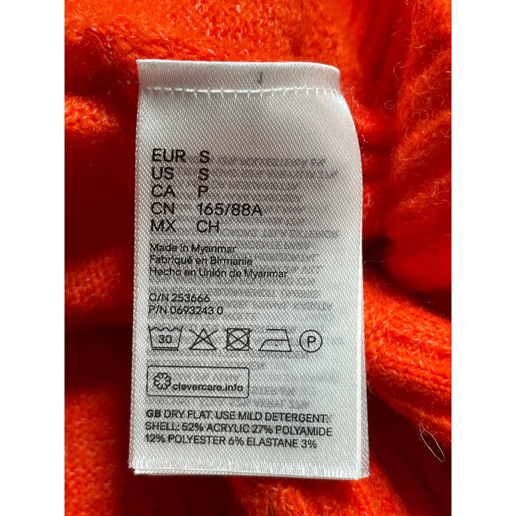 H&M Women's Orange Knit V Neck Long Raglan Sleeve Sweatshirt Sweater Top Size S
