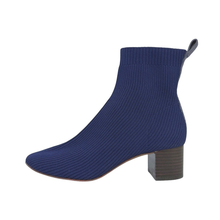 Everlane The Glove Reknit Women's Blue Almond Toe Block Heel Slip On Boots Sz 7