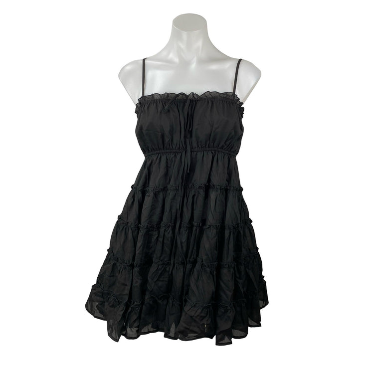 Aqua Womens Black Ruffled Tiered Sleeveless Mini Cami Tank Flare A-Line Dress XS