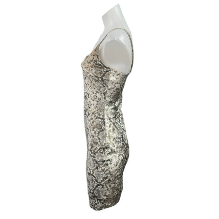 Windsor Beige Velvet Velour Snakeskin Cami Sleeveless Tank Mini Bodycon Dress M