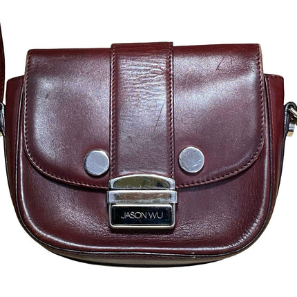 Jason Wu Burgundy Red Leather Crossbody Shoulder Flap Satchel Purse Handbag OS