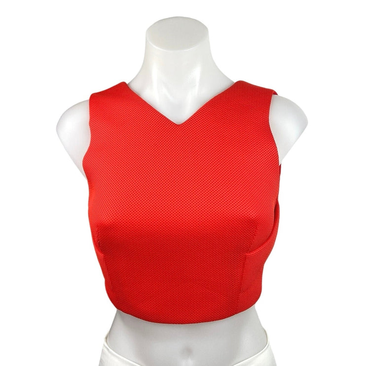 Nicholas Red Scuba V Neck Sleeveless Open Back Chic Crop Tank Top Size 4