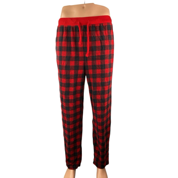 Eddie Bauer Mens Red Plaid Flannel Straight Leg Lounge Sleepwear Pajama Pants M