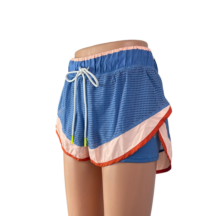 Free People FP Movement Run For The Hills Blue High Rise Athletic Shorts Size M