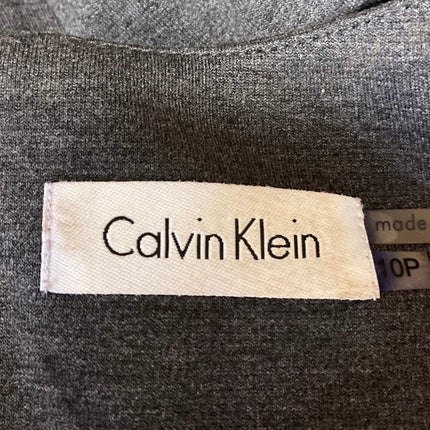 Calvin Klein Gray Sleeveless Belted Zip Mini A-Line Fit & Flare Dress Size 10P
