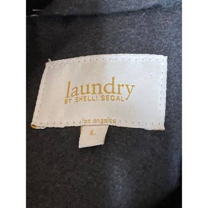 Shelli Segal Laundry Gray Wool Colorblock Long Sleeve Full Zip Pea Coat Jacket L