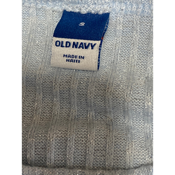 Old Navy Women's Blue Long Sleeve Ribbed Knit Crew Neck Slim Sweater Top Size S