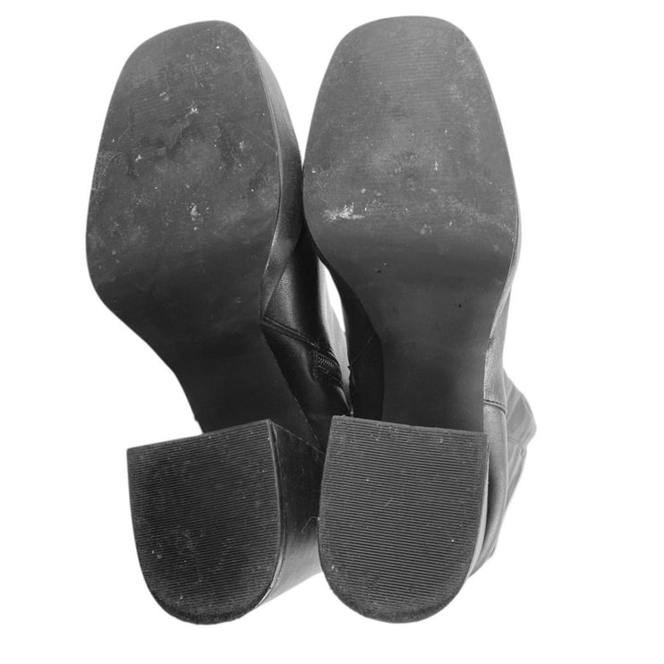 Steve Madden Kreo Women's Black Leather Platform Block Heel Tall Boots Size 9M