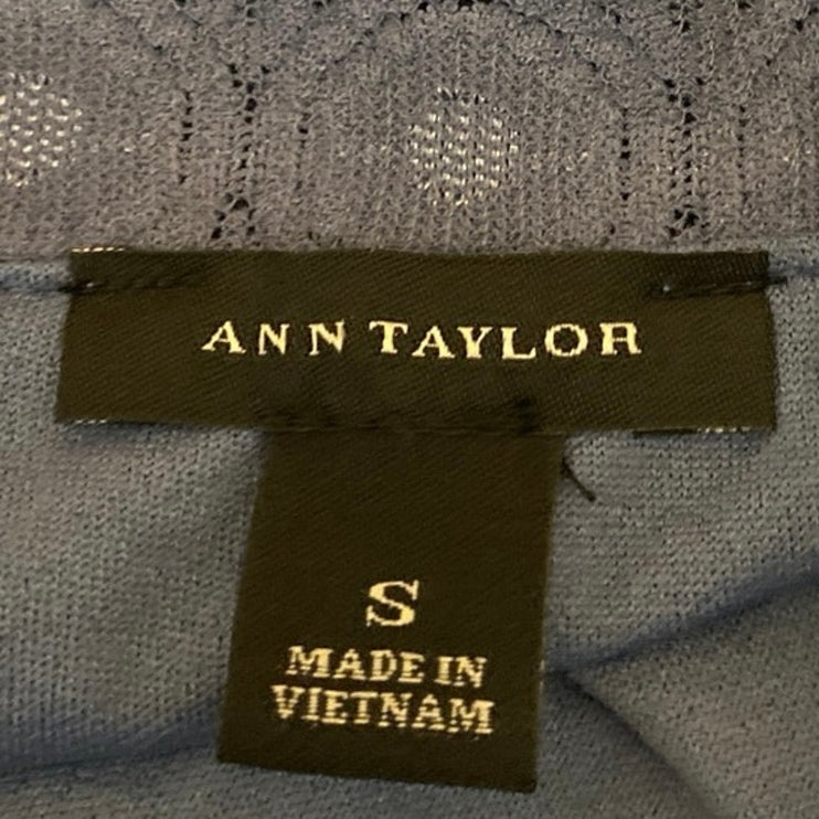 Ann Taylor Women's Blue Lace Striped Sleeveless Back Zip Blouse Tank Top Size S
