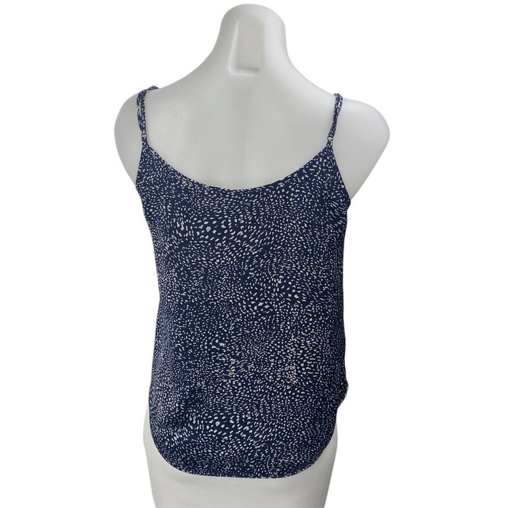 Aritzia Babaton Navy Blue White Printed Sleeveless V Neck Cami Tank Top Size XS