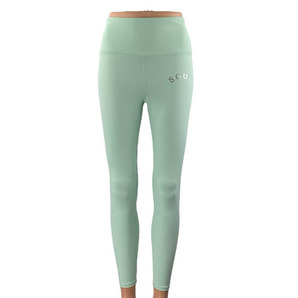 Soul Women's Mint Green High Waisted Yoga Workout Athletic Leggings Pants Size M
