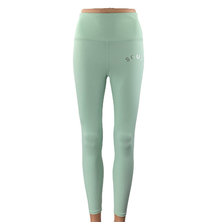 Soul Women's Mint Green High Waisted Yoga Workout Athletic Leggings Pants Size M