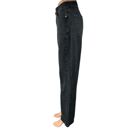 NA-KD Women's Black High Waisted Straight Wide Leg Casual Denim Jeans Size 34