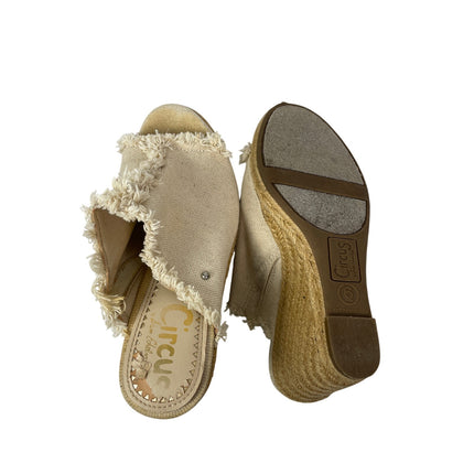Circus by Sam Edelman Baker Frayed Open Toe Wedge Heels Espadrille Sandals Sz 6