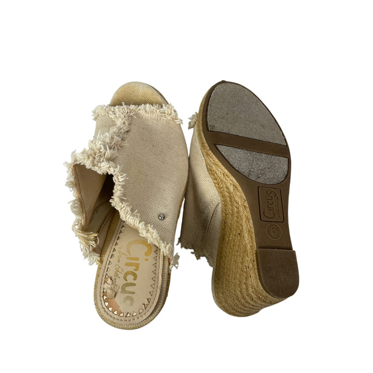 Circus by Sam Edelman Baker Frayed Open Toe Wedge Heels Espadrille Sandals Sz 6