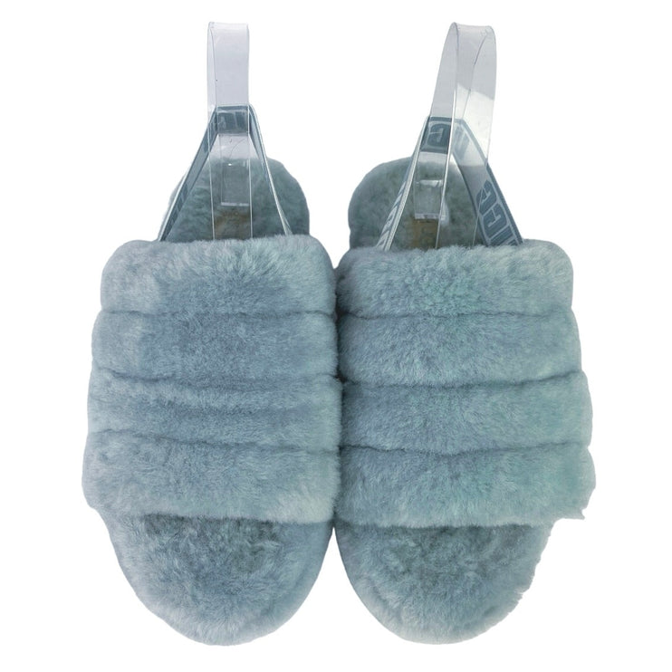 UGG Fluff Yeah Blue Sheepskin Lightweight Band Slingback Slide Slipper Size 6