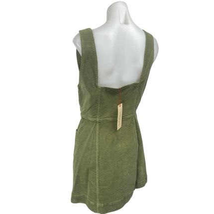 NEW Alice + Olivia Renita Green Corduroy Sleeveless Zip Up Overall Mini Dress 10