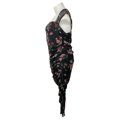Cider Women's Black Floral Print Sleeveless Ruched Midi Bodycon Dress Size 3XL