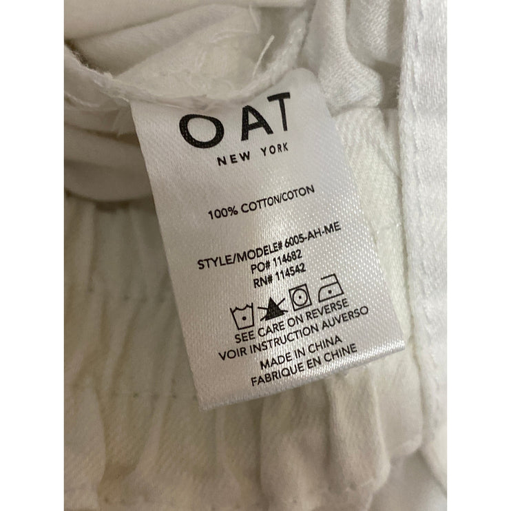 Oat White Collared Short Sleeve Button Down Cargo Playsuit Jumpsuit Romper Sz S