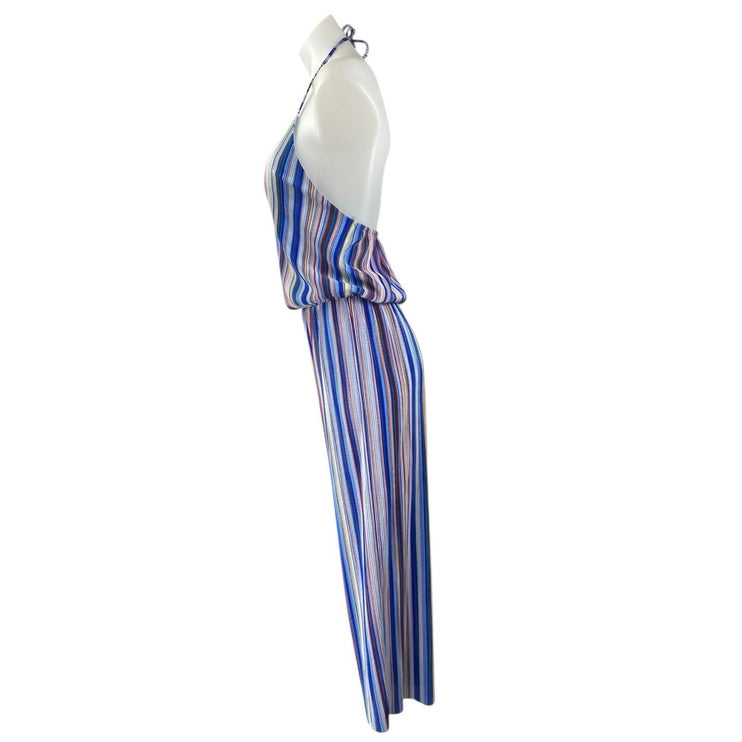 Aqua Women's Multicolor Striped Halter Cami Camisole Wide Leg Romper Jumpsuit XS