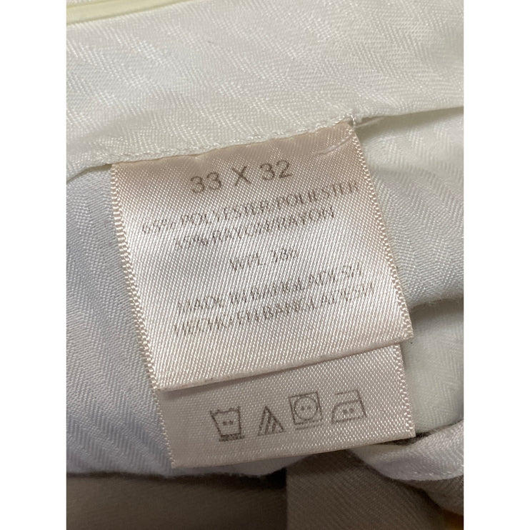 Kenneth Cole Men's Brown Pleated Straight Chino Khaki Trousers Dress Pants 33x32