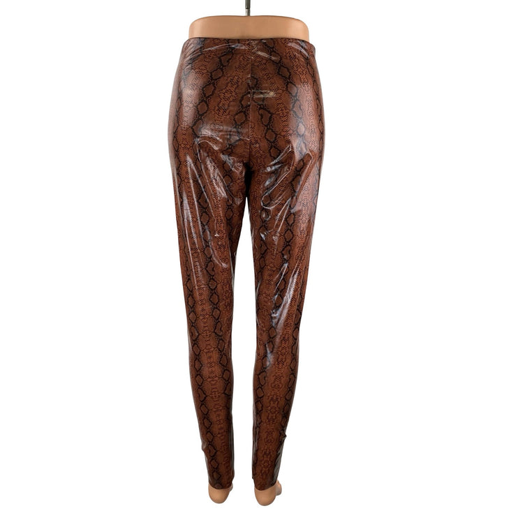 Buddy Love Mila Brown Snakeskin Patent Faux Vegan Leather Skinny Legging Pants M