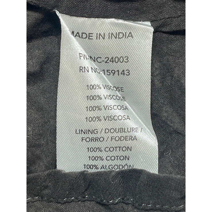 FRNCH Womens Black White Doodle High Waist Tiered Maxi Boho A-Line Flare Skirt S