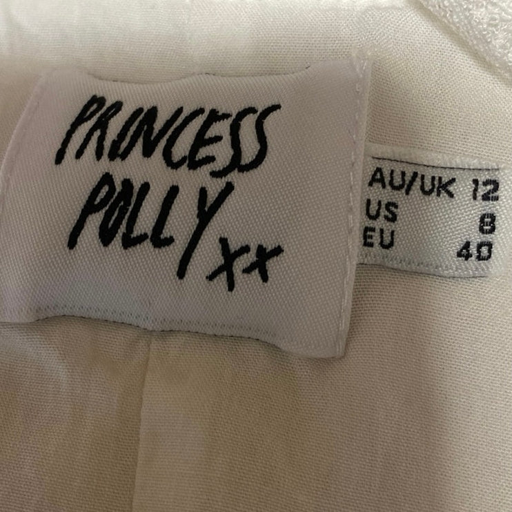 Princess Polly White Lace Sleeveless Crop Top High Rise Shorts 2 Piece Set 8