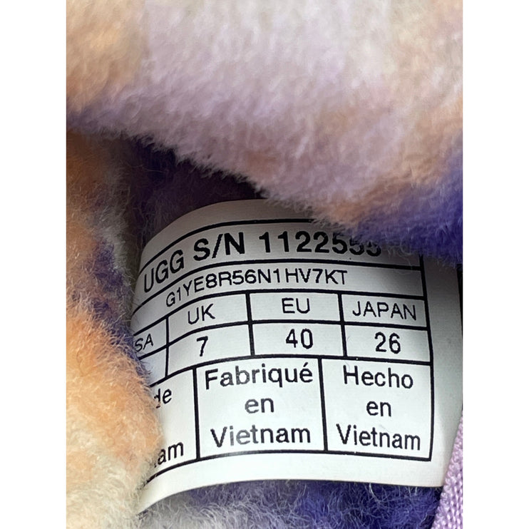 UGG Oh Yeah Marble Women's Purple Peach Tie Due Fleece Slingback Slippers Size 9