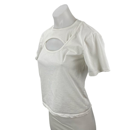 Dion Lee Women's White Cut Out Yoga Sports Athletic Activewear T-Shirt Top Sz XS