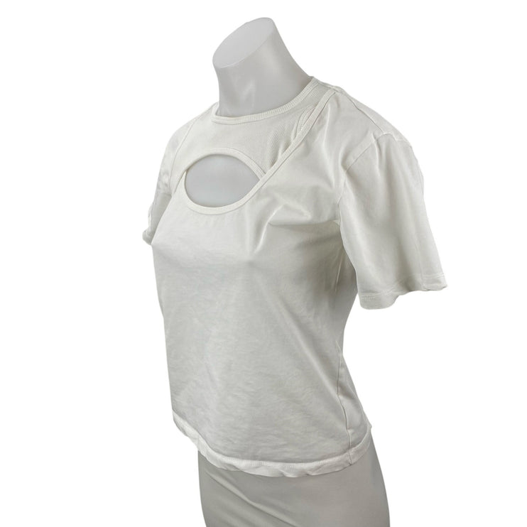 Dion Lee Women's White Cut Out Yoga Sports Athletic Activewear T-Shirt Top Sz XS