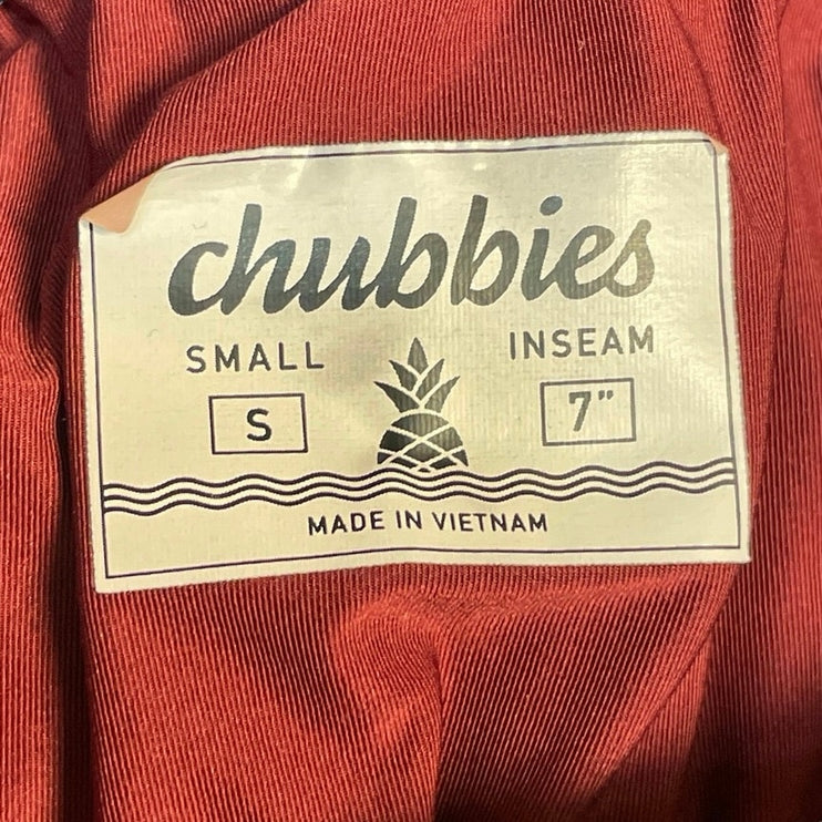 Chubbies Men's Navy Red Elastic Waist Mid Rise Chino Bermuda Sweat Shorts Sz S