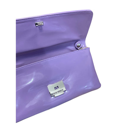 NEW Steve Madden Women's Glossy Purple Wristlet Clutch Crossbody Handbag OS