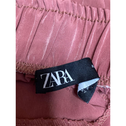ZARA Women's Red High Rise Elastic Waist Cargo Trousers Joggers Pants Size S