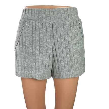 Alo Take Comfort Gray Ribbed Casual Lounge Yoga Gym Athletic Activewear Shorts S