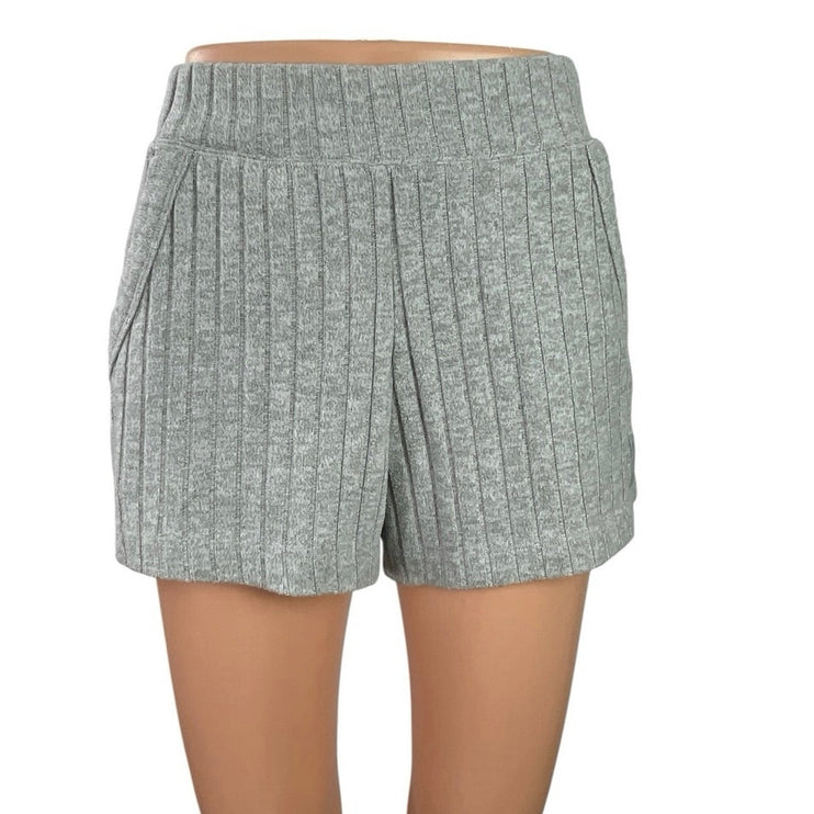 Alo Take Comfort Gray Ribbed Casual Lounge Yoga Gym Athletic Activewear Shorts S