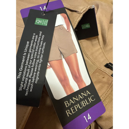 NEW Banana Republic Tan Khaki High Waisted Wide Leg Mini Casual Shorts Size 14