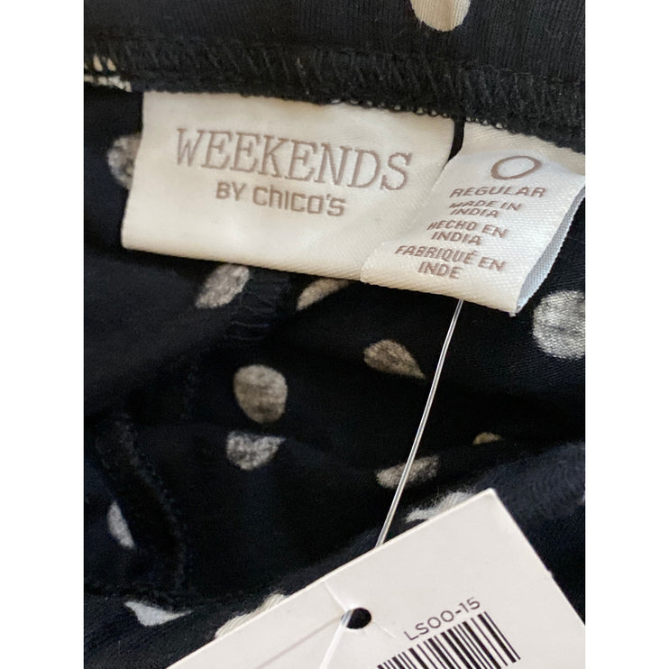 NEW Weekend by Chico's Women's Black Polka Dot Palazzo Wide Leg Trousers Pants 0