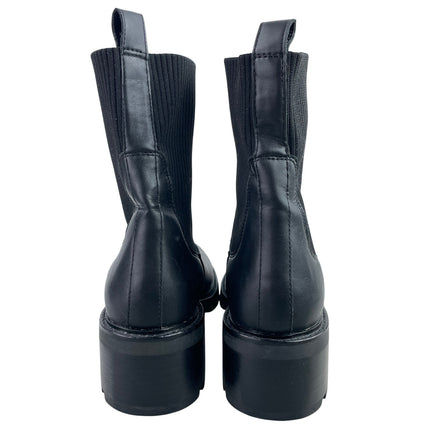 Steve Madden Kiley Womens Black Leather Stretchy Ribbed Knit Sock Ankle Boots 10