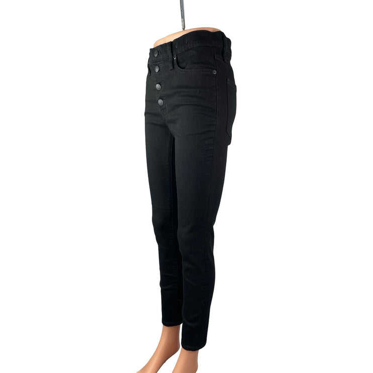 Madewell 9" Mid Rise Skinny Women's Black Button Fly Slim Denim Jeans Size 27