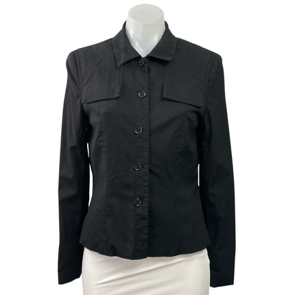 Ann Taylor Women's Black Long Sleeve Collared Button Down Shirt Jacket Size 6