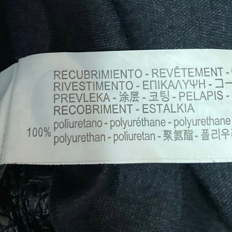 Zara Women's Black Faux Croc Leather Long Sleeve Button Up Coat Jacket Top Sz S