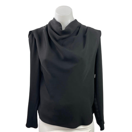 Aritzia Babaton Black Long Sleeve Cowl Neck Career Work Blouse Top Size 2XS