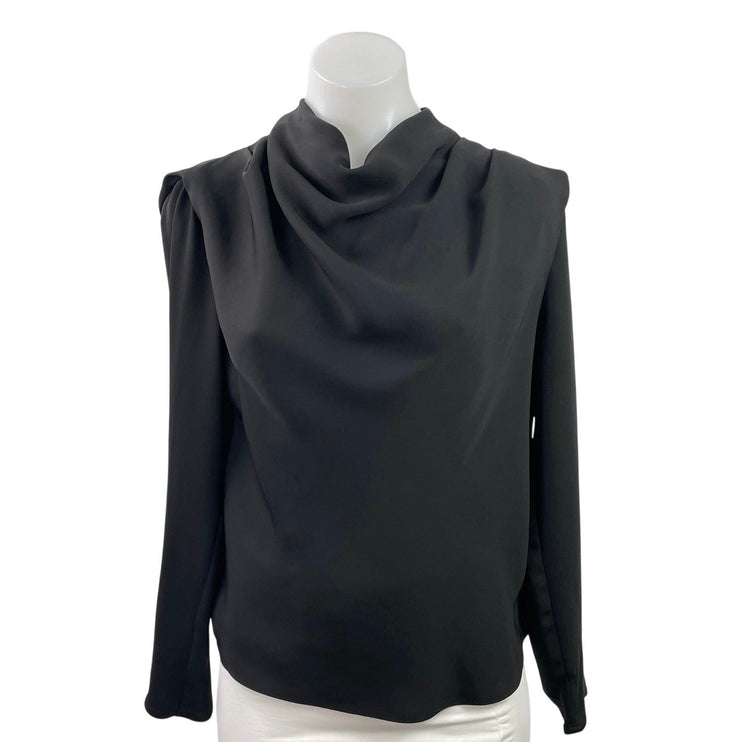 Aritzia Babaton Black Long Sleeve Cowl Neck Career Work Blouse Top Size 2XS