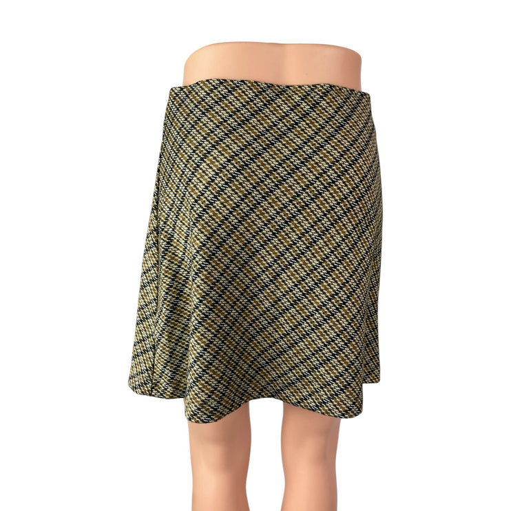 Free People Women's Multicolor Plaid Check High Rise Mini Flare A-Line Skirt M