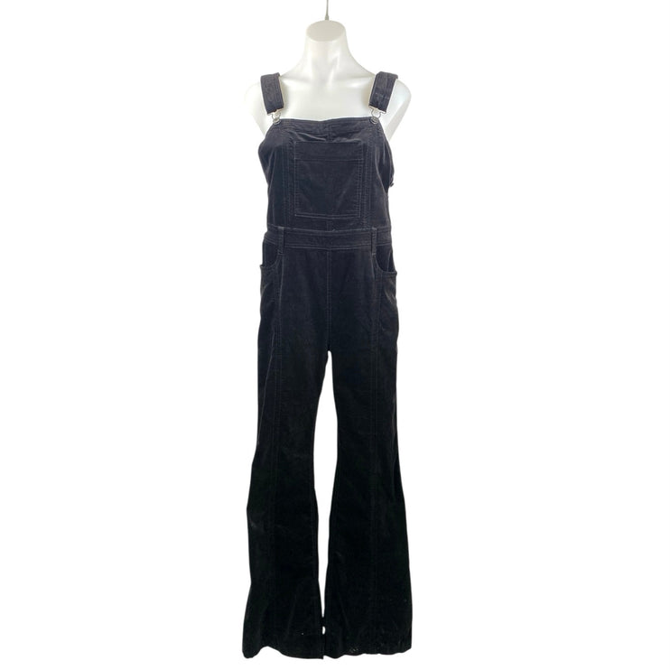 Pilcro and the Letterpress Black Velvet Velour Wide Leg Romper Jumpsuit Size 29