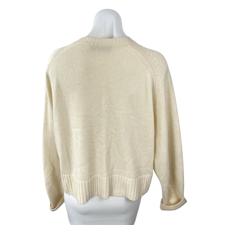 Everlane Women's Cream Cashmere Crew Neck Knit Long Sleeve Sweater Top Size L