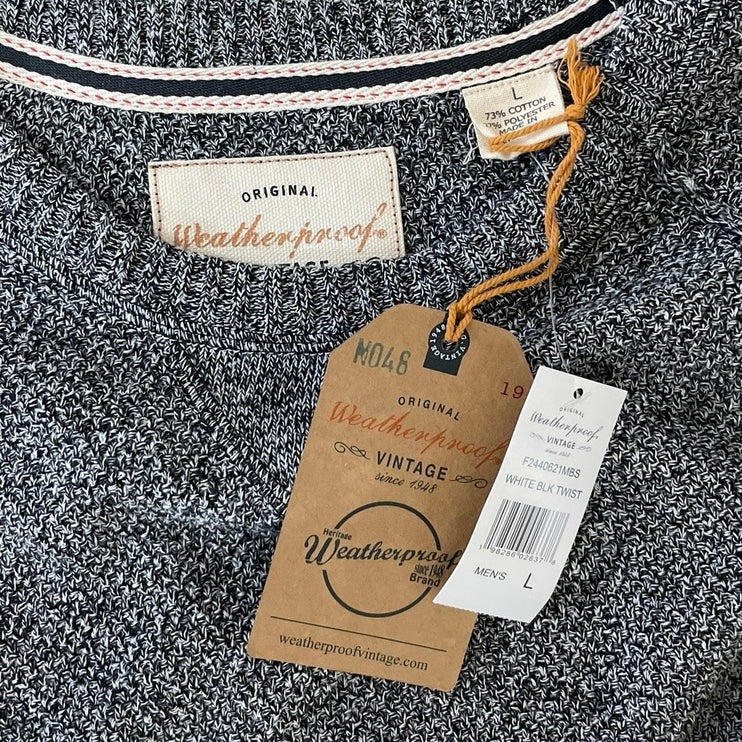 NEW Weatherproof Men Gray Knit Textured Crew Neck Long Sleeve Sweater Top Size L
